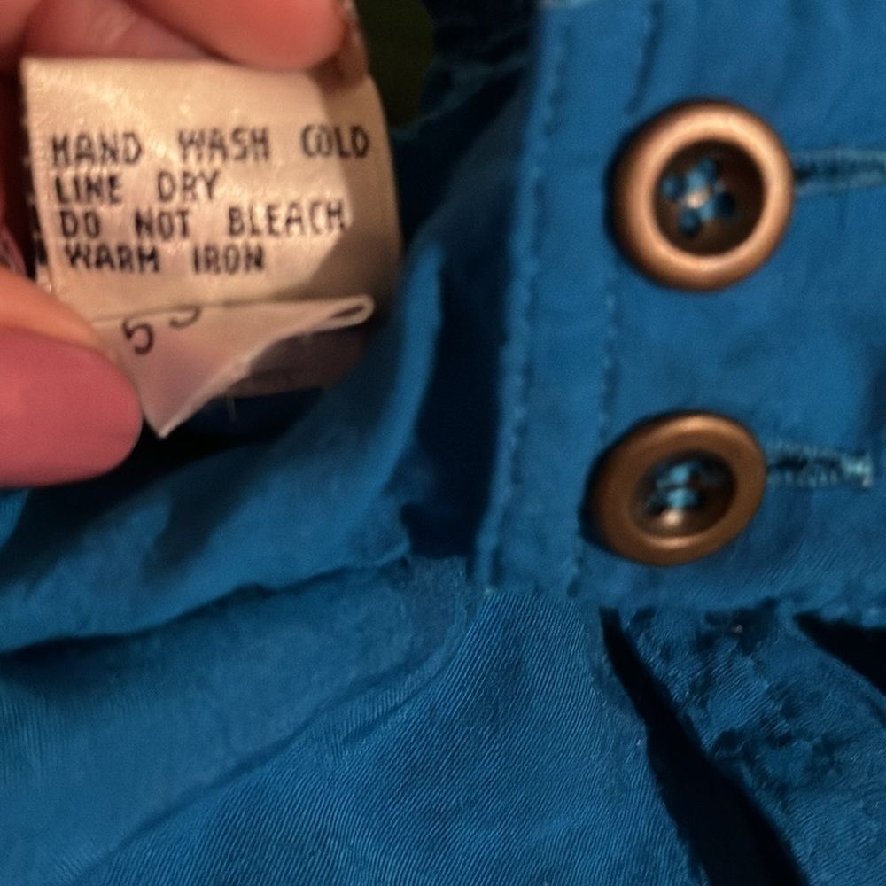 Vintage classic A line midi skirt pockets elastic waist electric blue adjustable - Picture 8 of 9